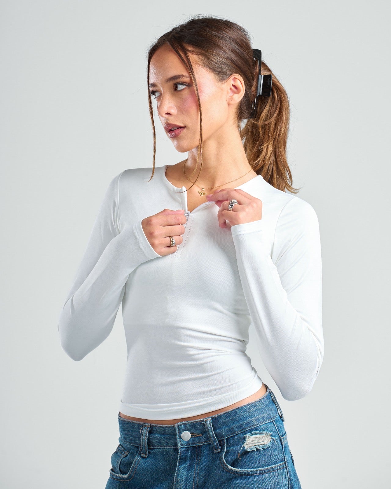 Long Sleeve Zipper Top