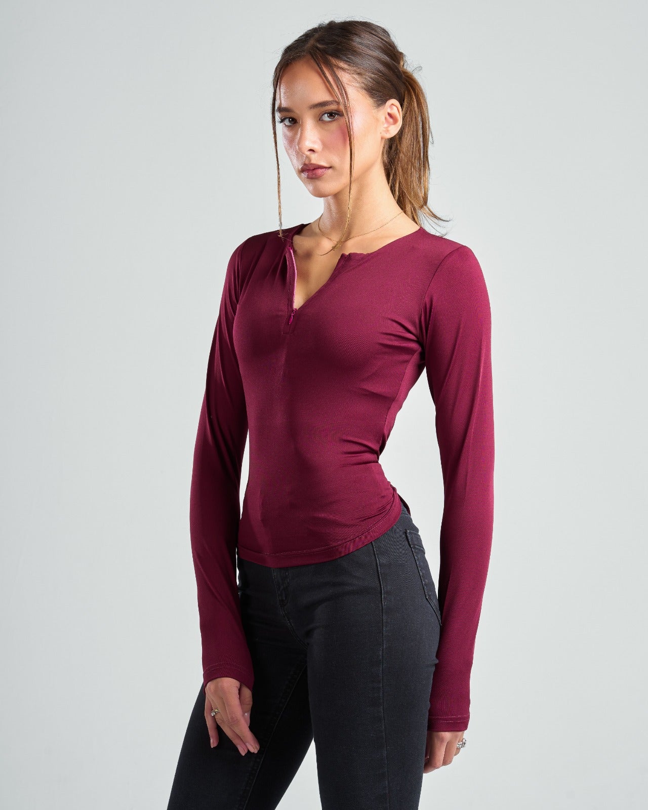 Long Sleeve Zipper Top