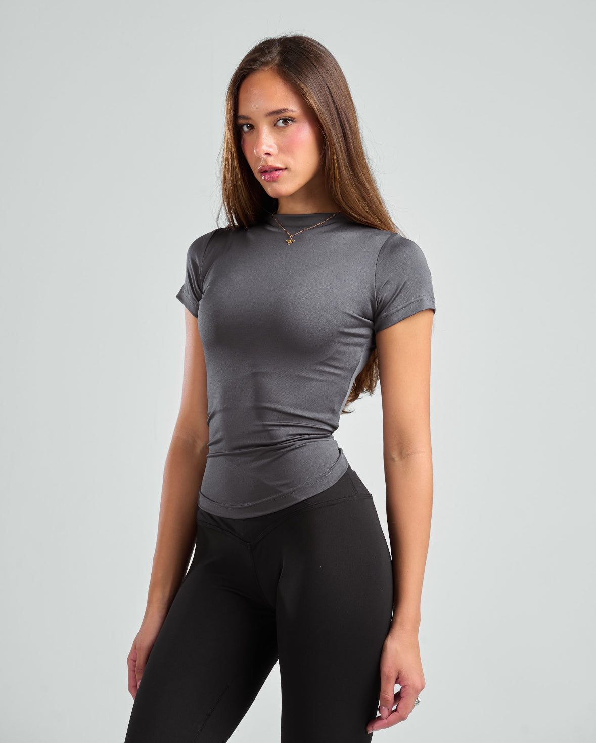 Short Sleeve High Neck Basic Top