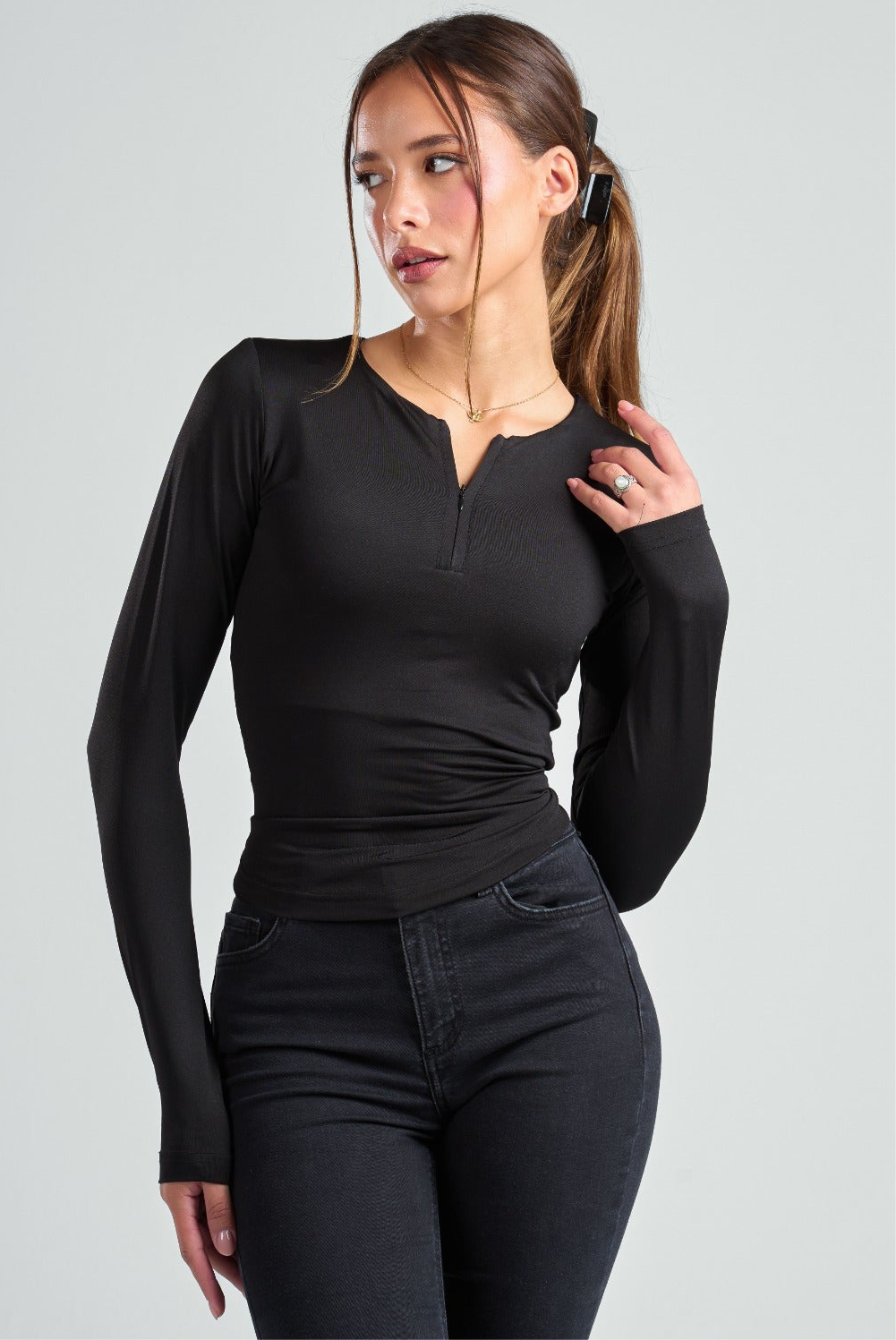 Long Sleeve Zipper Top