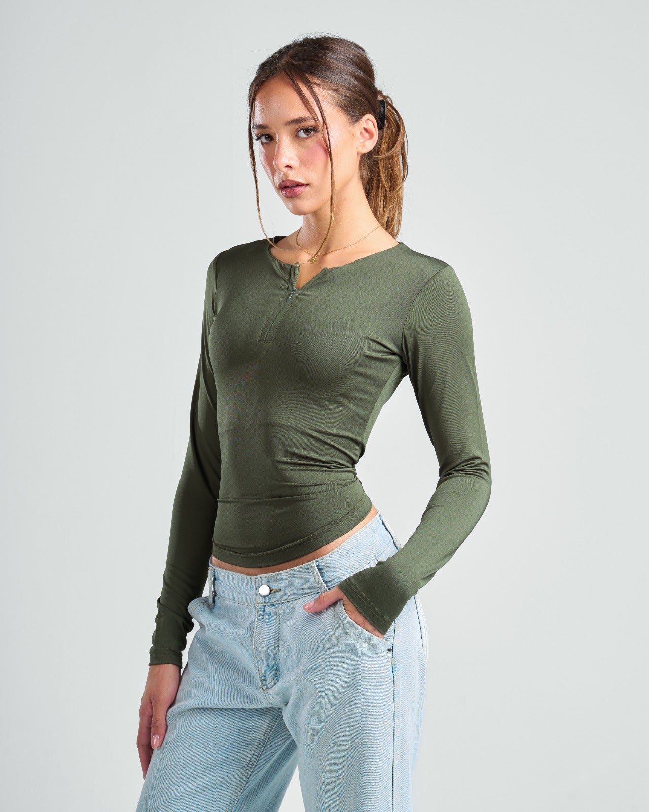 Long Sleeve Zipper Top