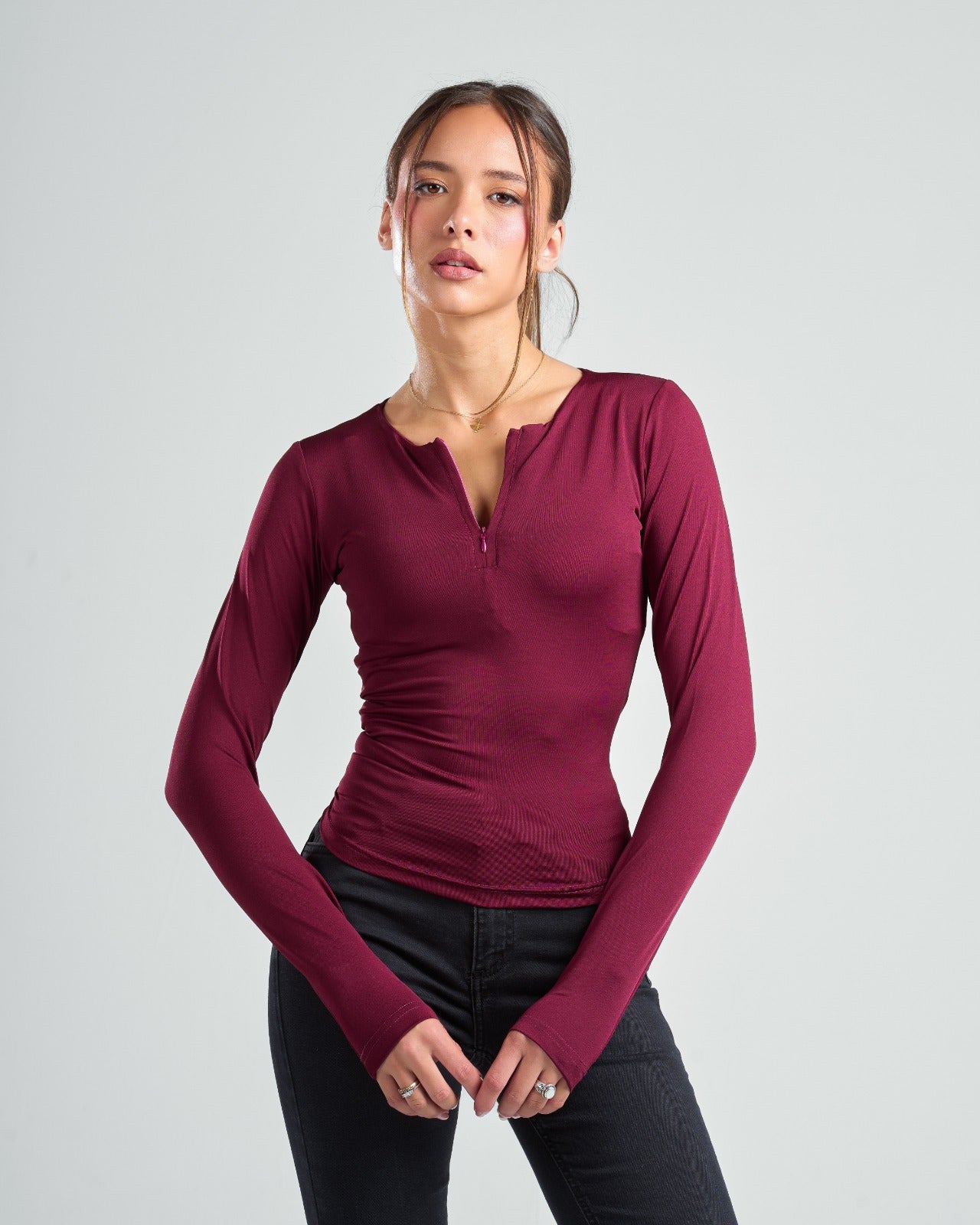Long Sleeve Zipper Top