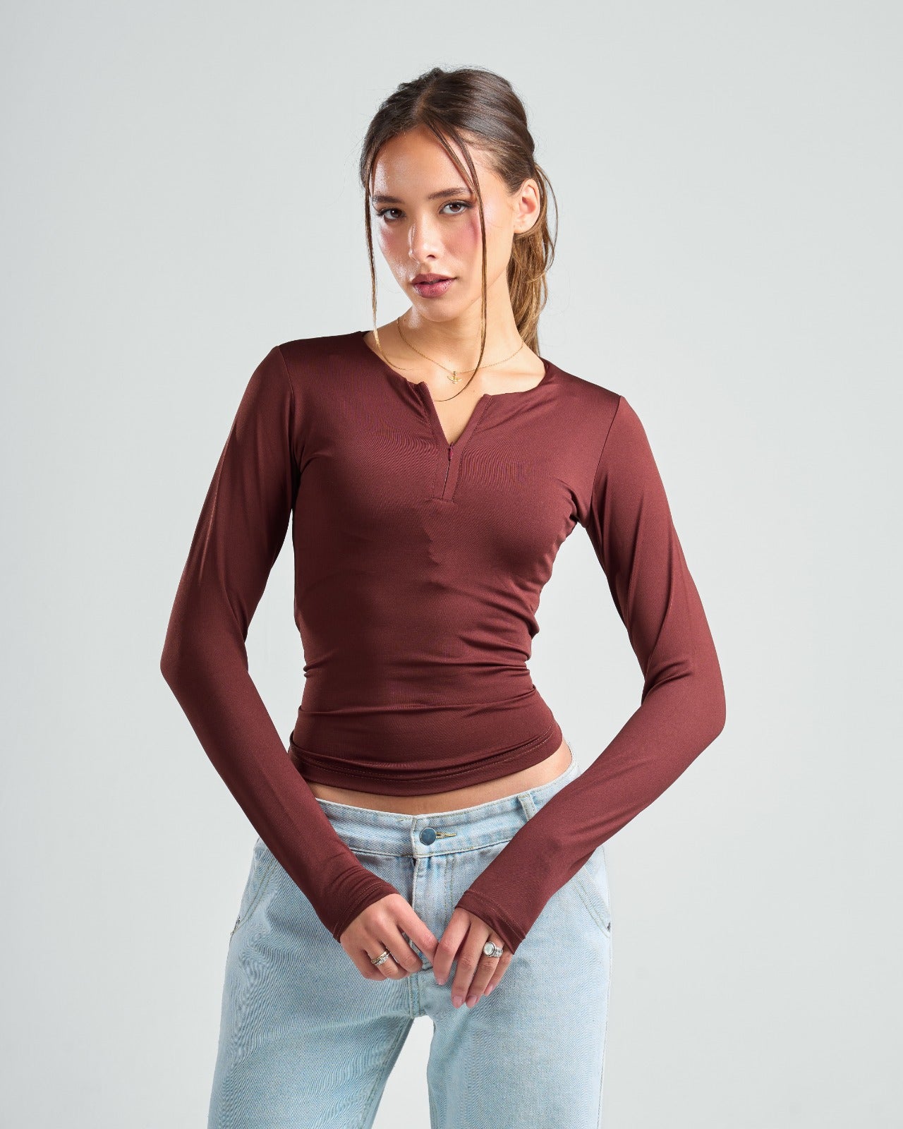 Long Sleeve Zipper Top