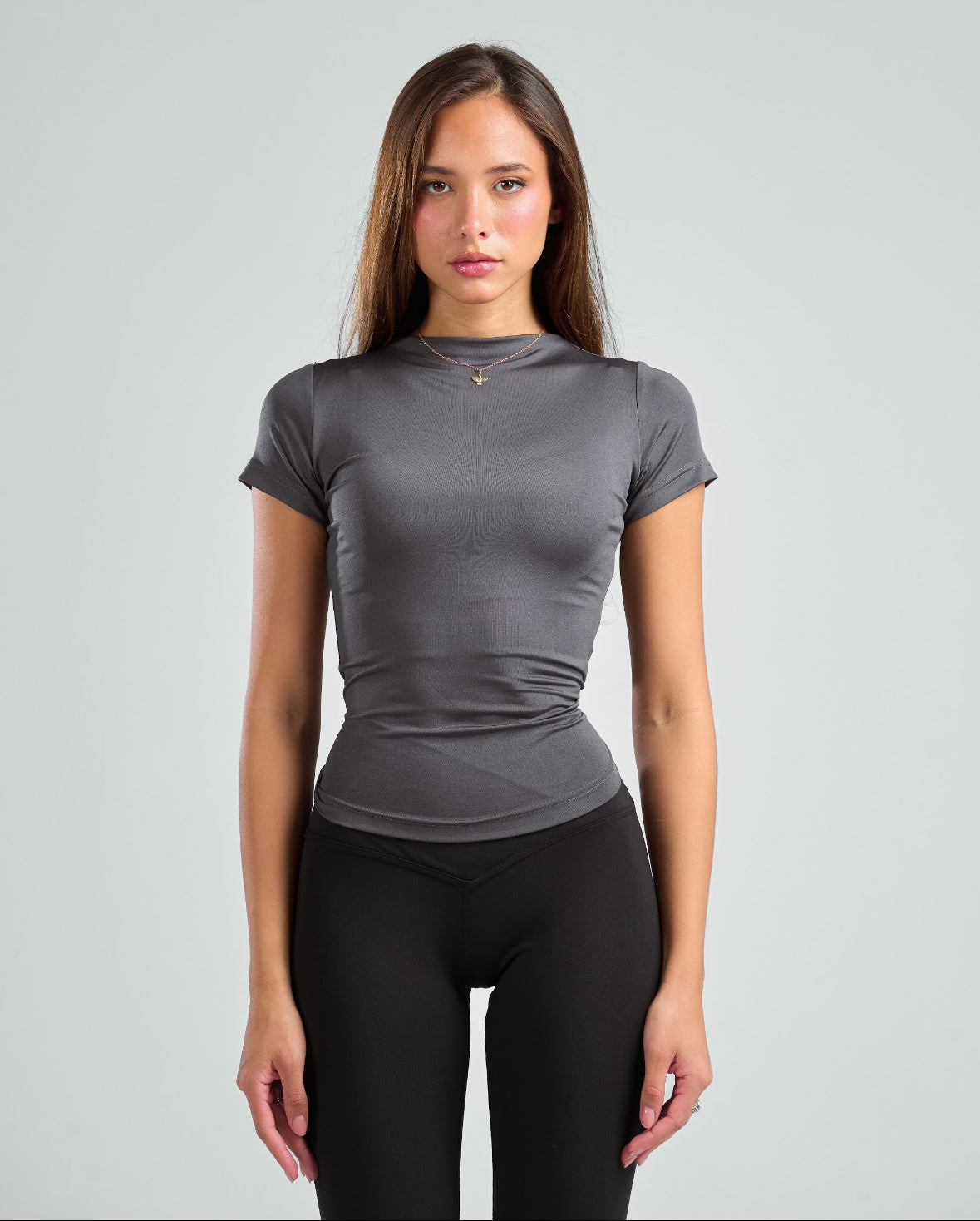 Short Sleeve High Neck Basic Top