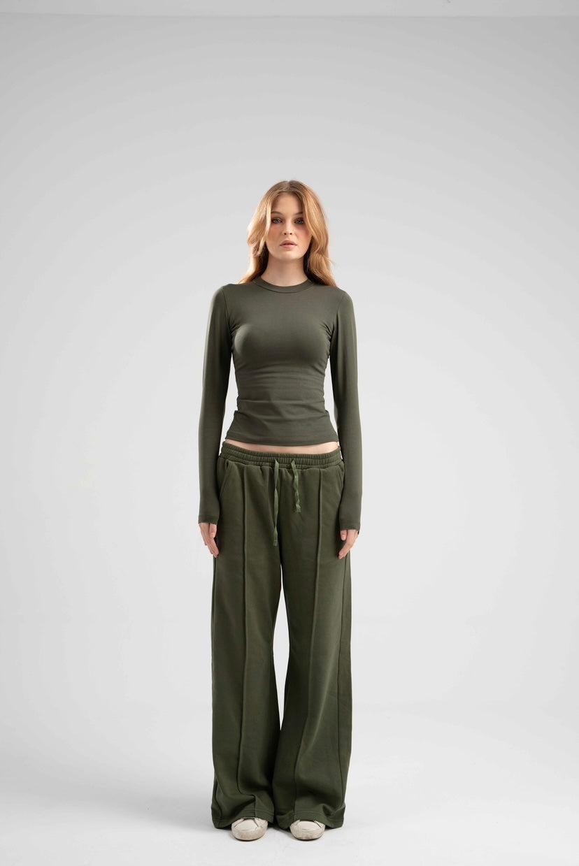 Oversized Sweatpants Olive Green S M