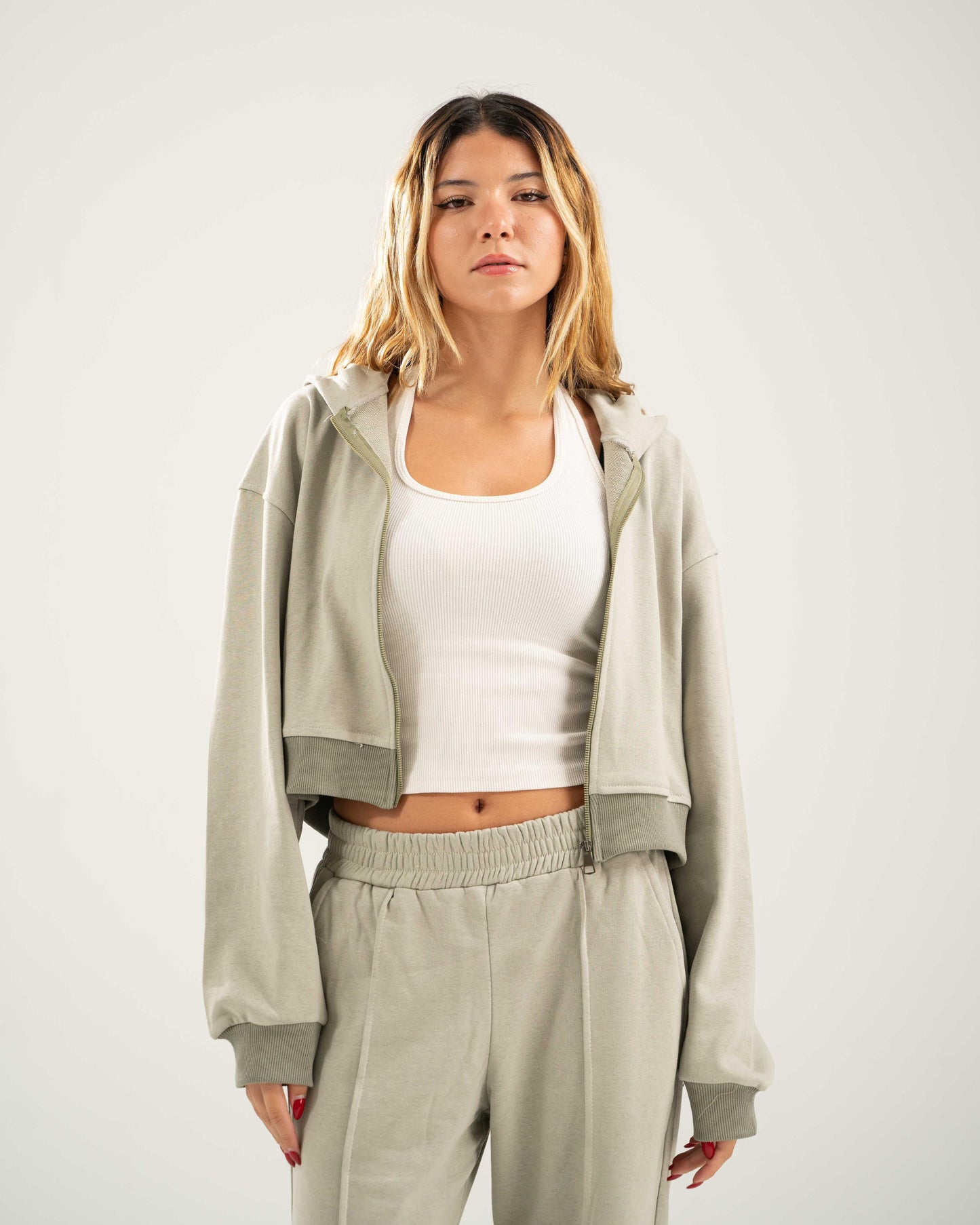 Cropped Oversized Jacket - Sage