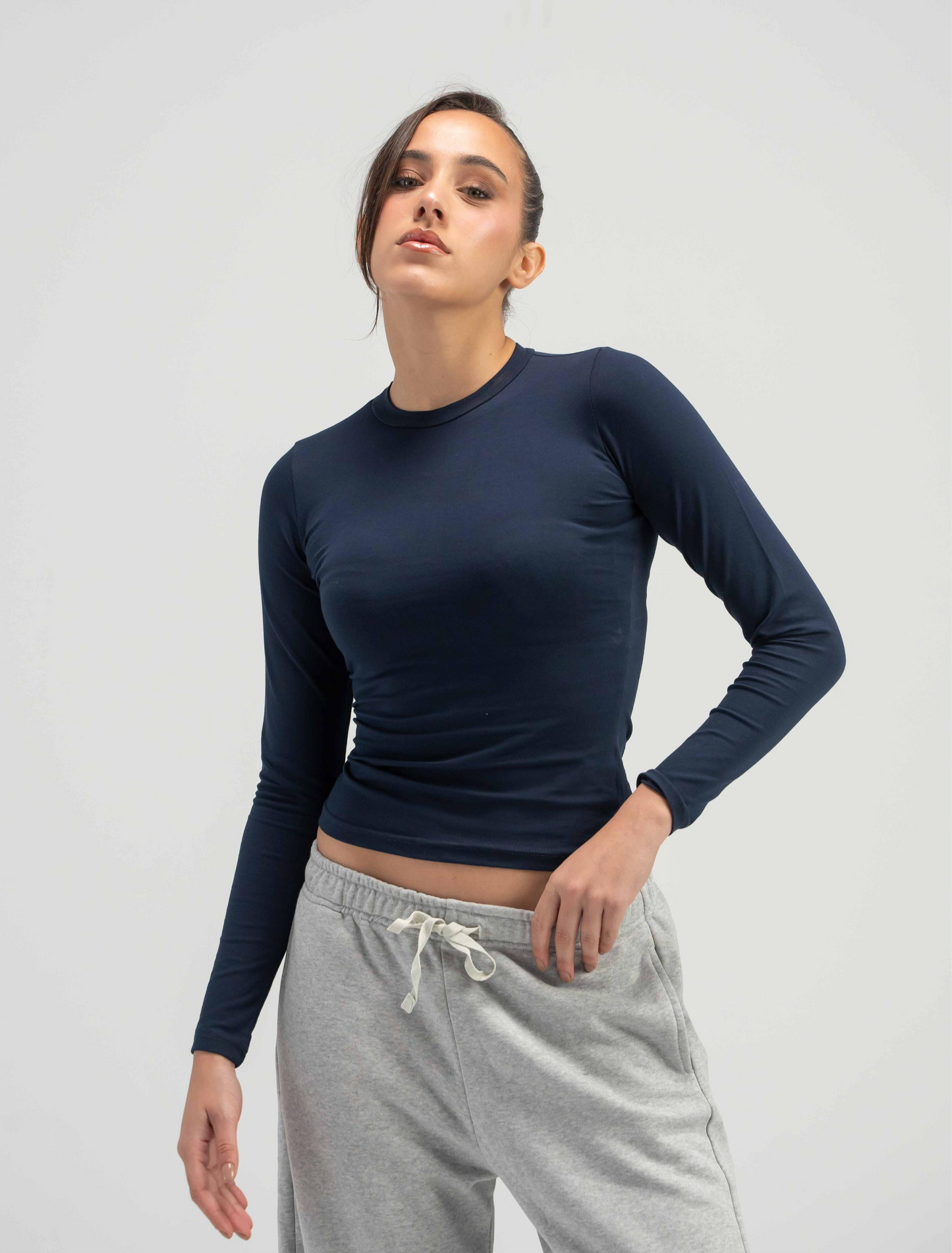 Long Sleeve Basic Cotton Top - Royal Blue