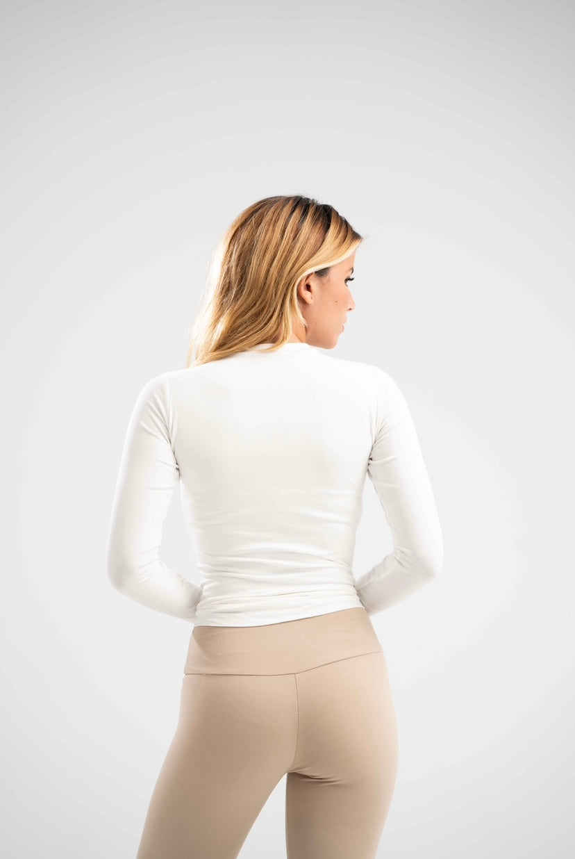 Long Sleeve Basic Cotton Top - White