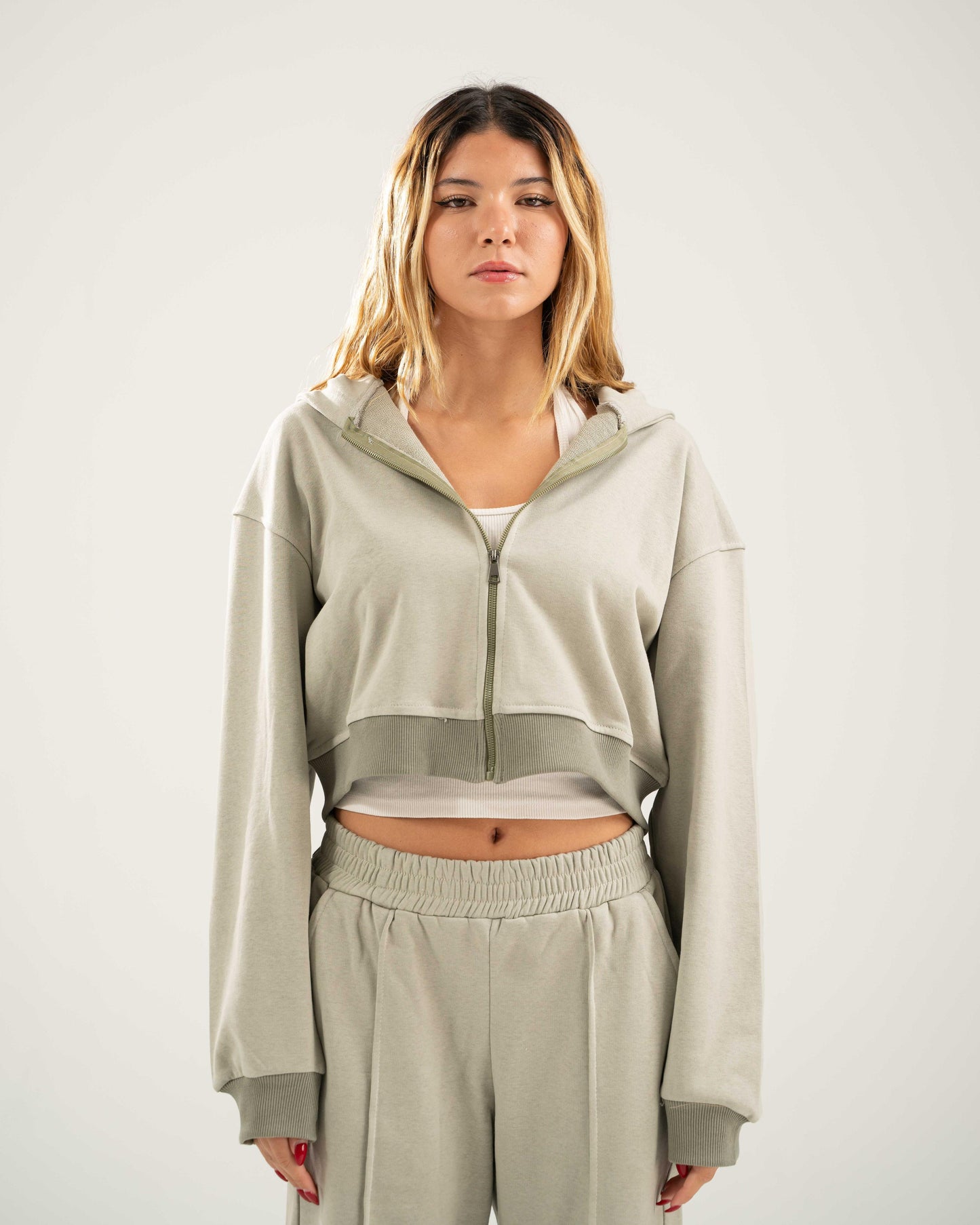 Cropped Oversized Jacket - Sage