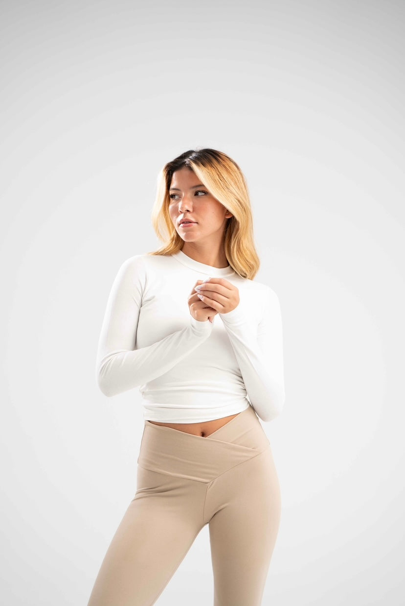 Long Sleeve Basic Cotton Top - White