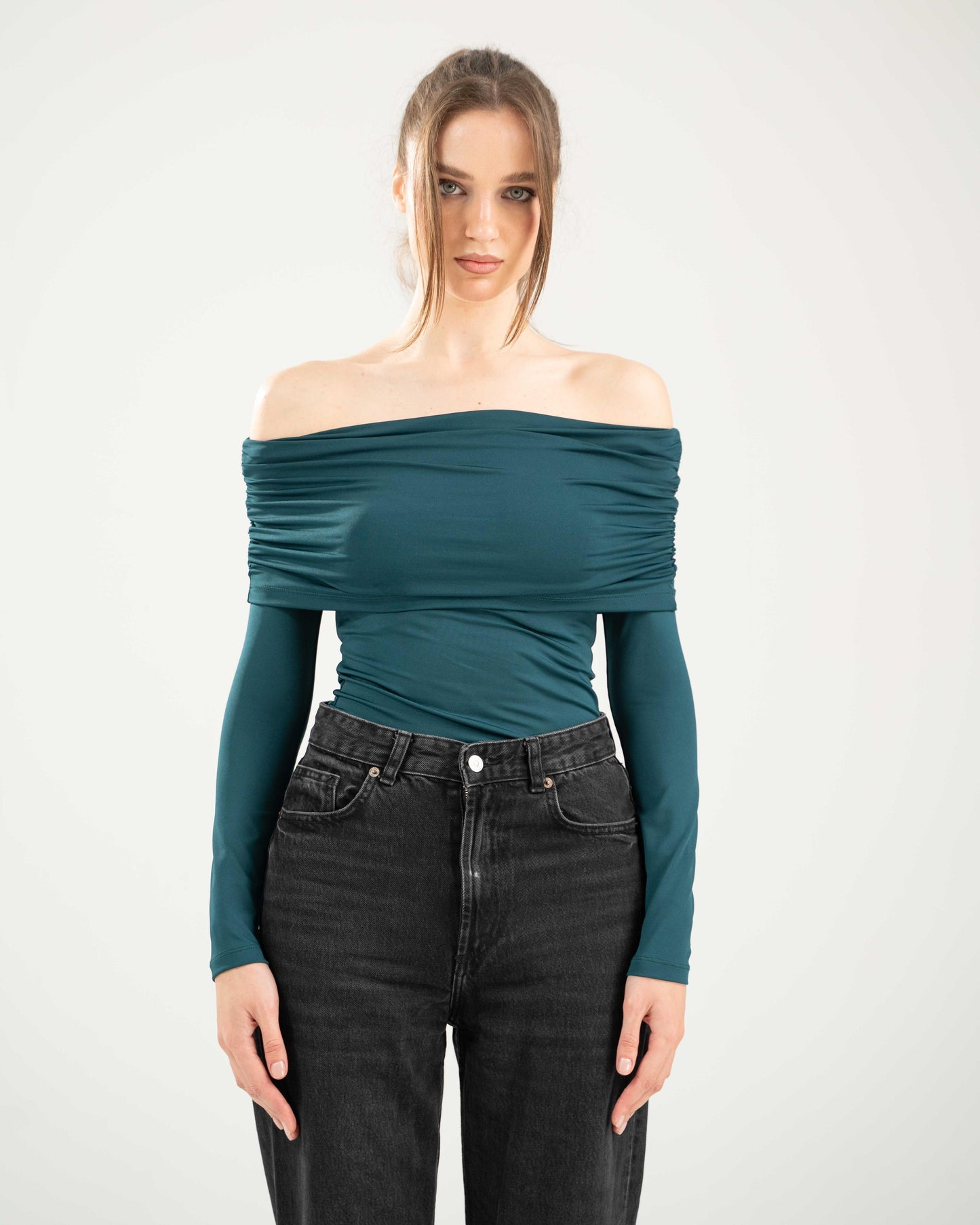 Off-Shoulder Top - Teal Green