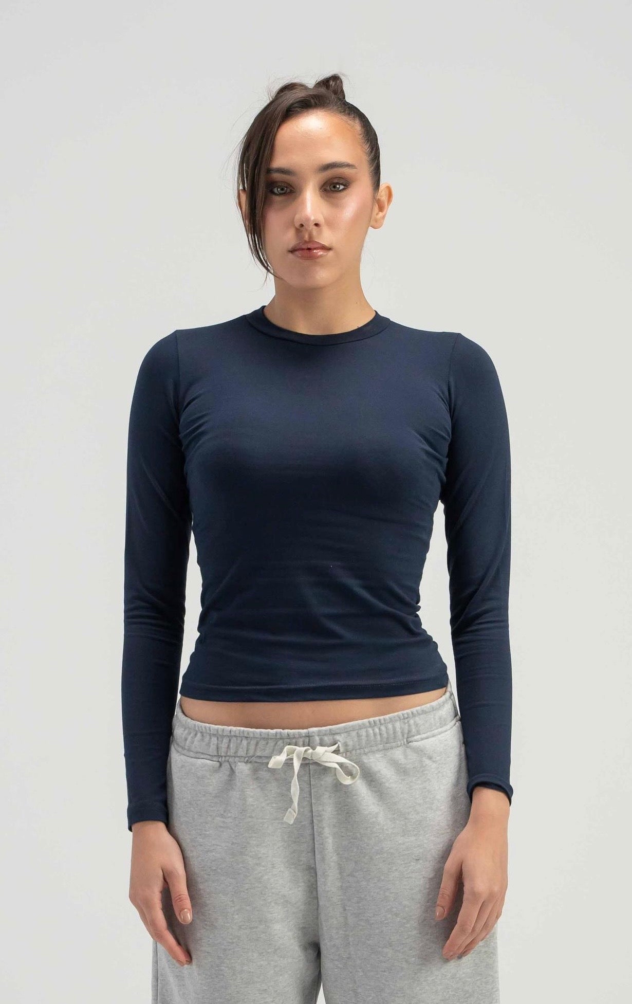 Long Sleeve Basic Cotton Top - Royal Blue