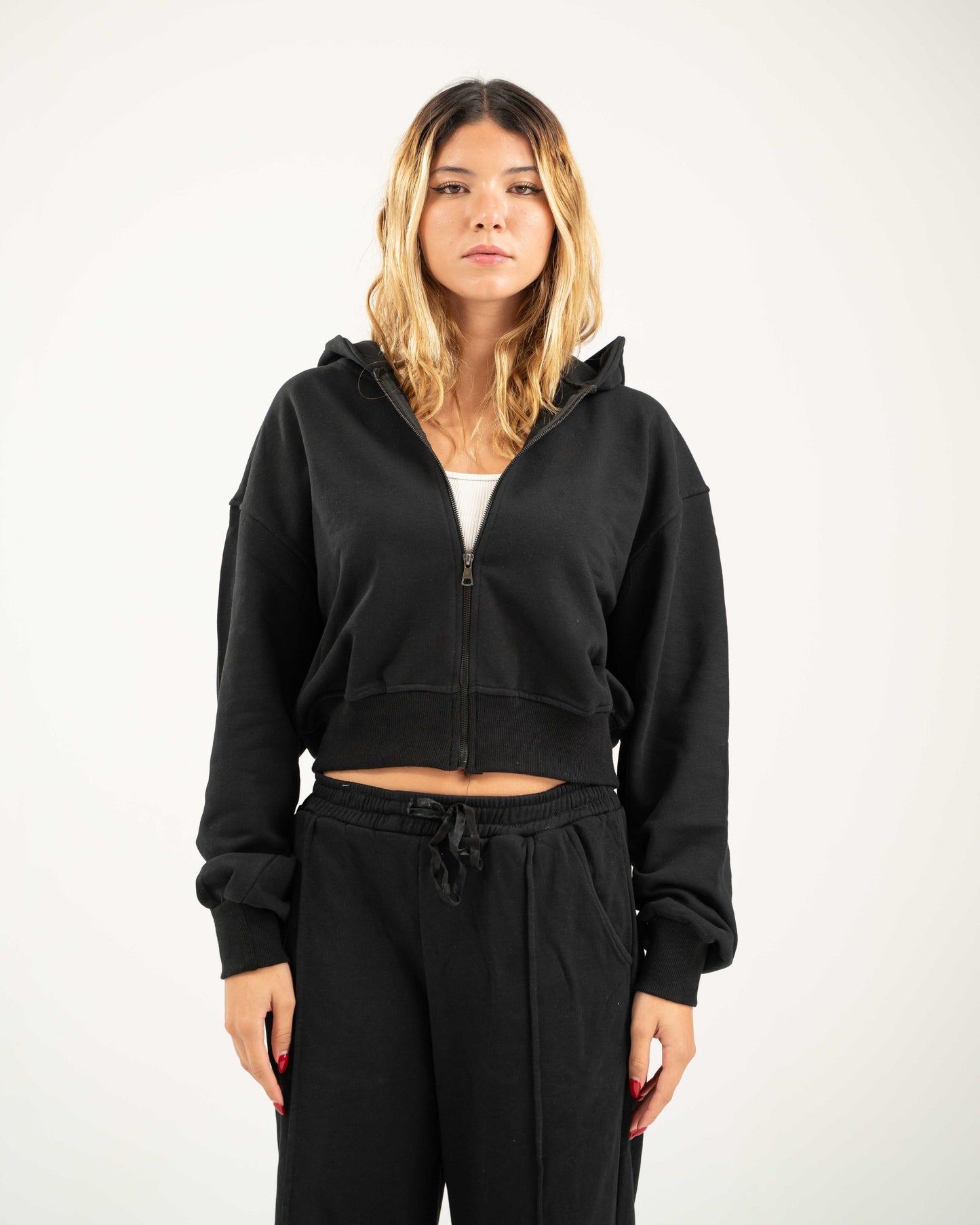 Cropped Oversized Jacket - Black