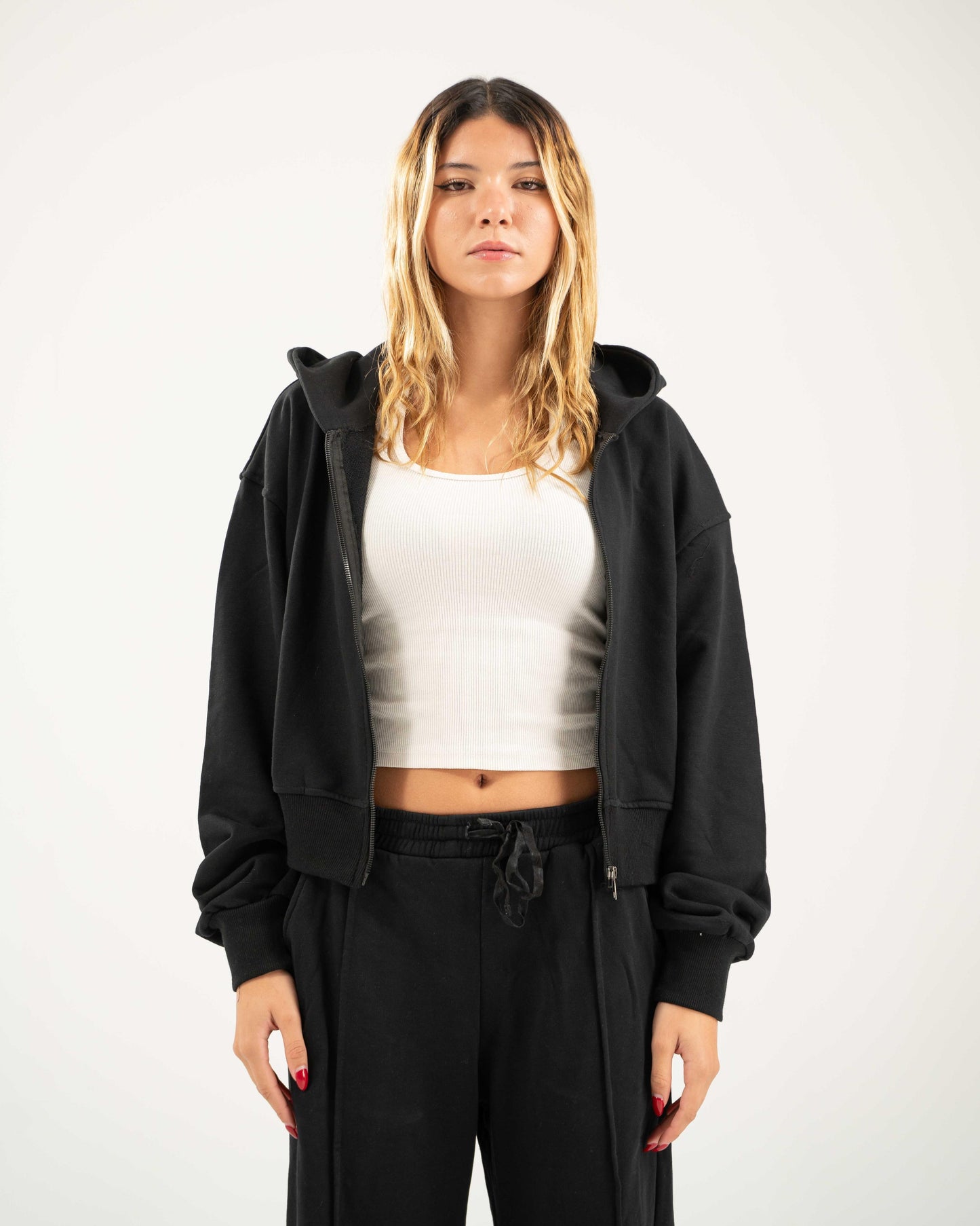 Cropped Oversized Jacket - Black