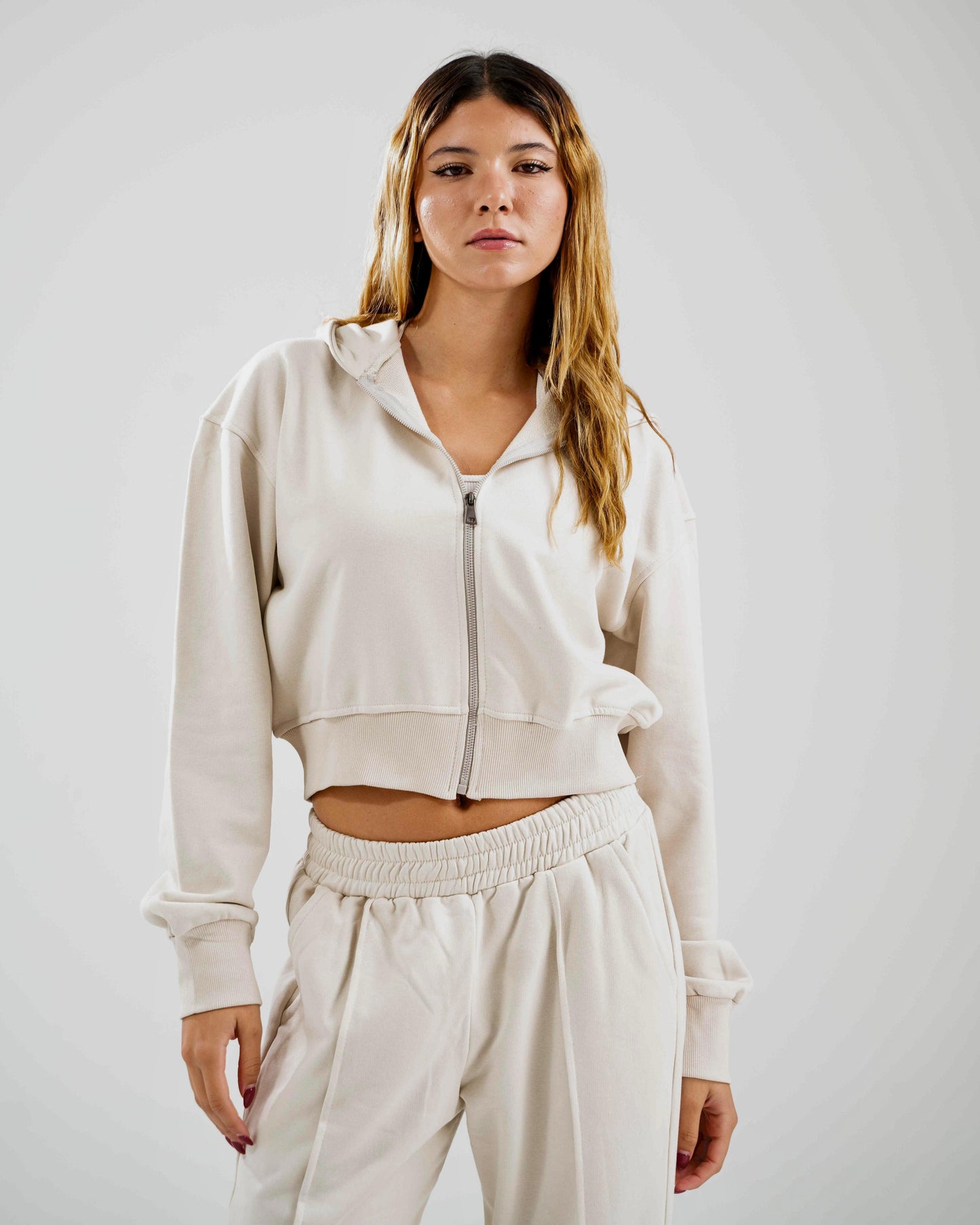 Cropped Oversized Jacket - Beige