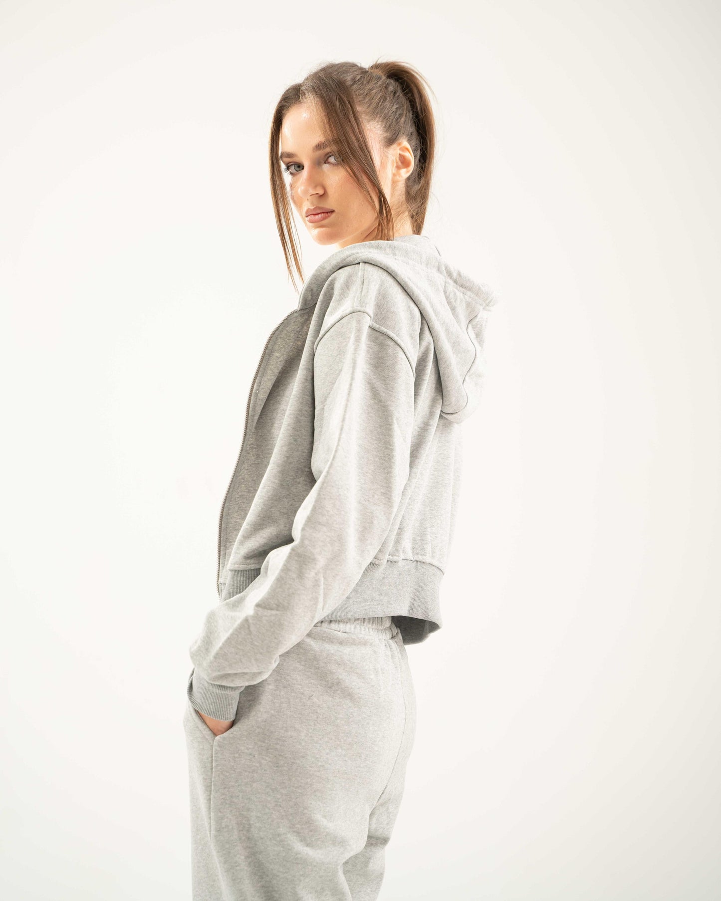 Cropped Oversized Jacket - Light Grey