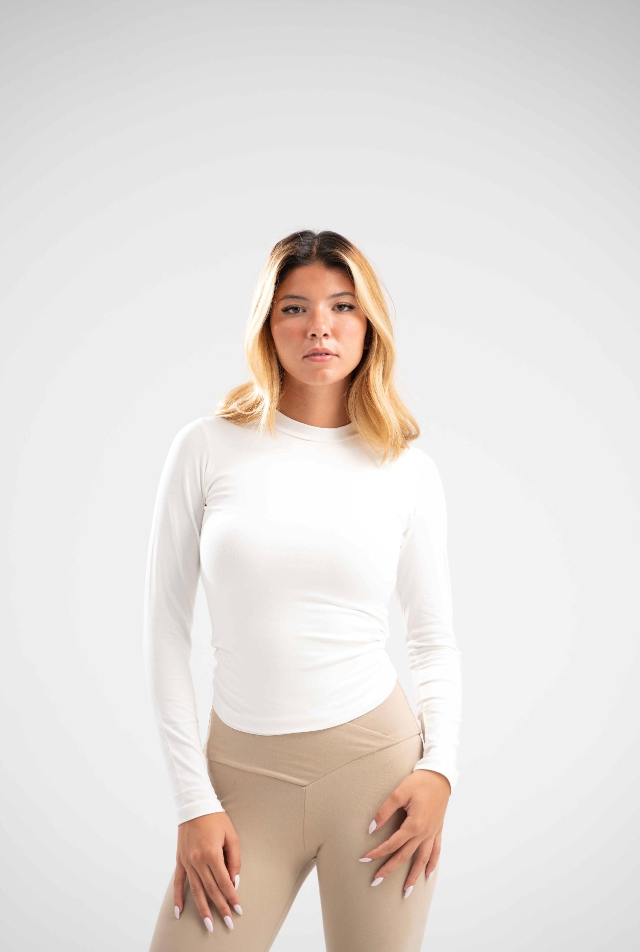 Long Sleeve Basic Cotton Top - White