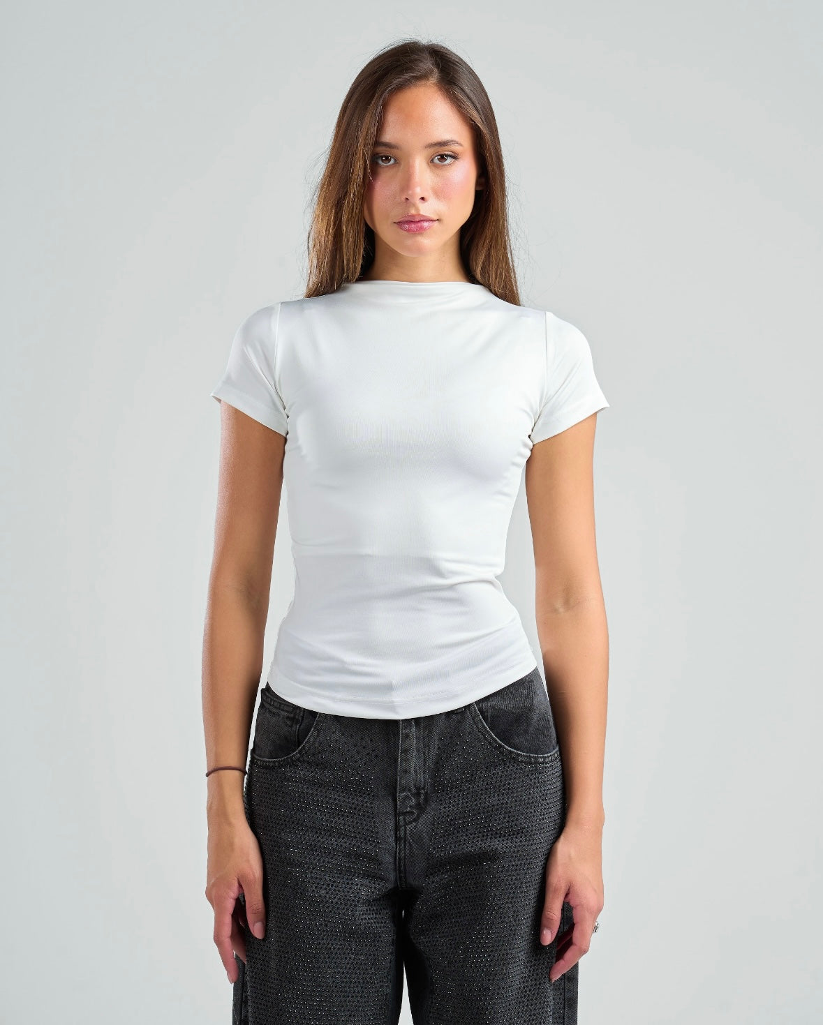 Short Sleeve High Neck Basic Top