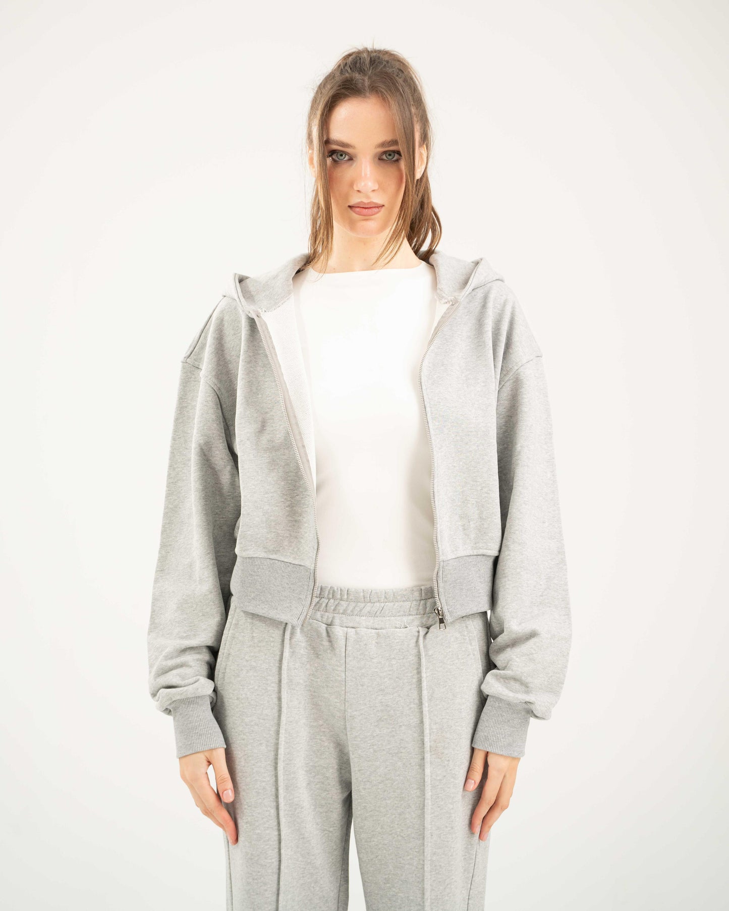 Cropped Oversized Jacket - Light Grey