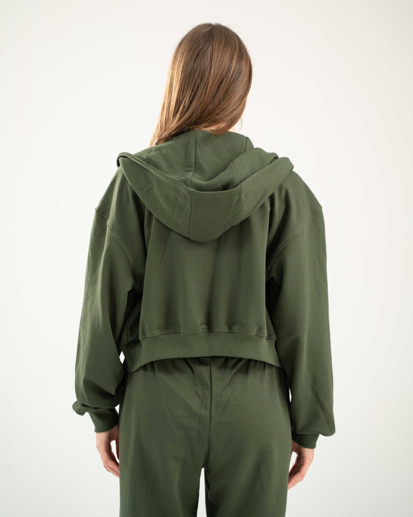 Cropped Oversized Jacket - Olive Green