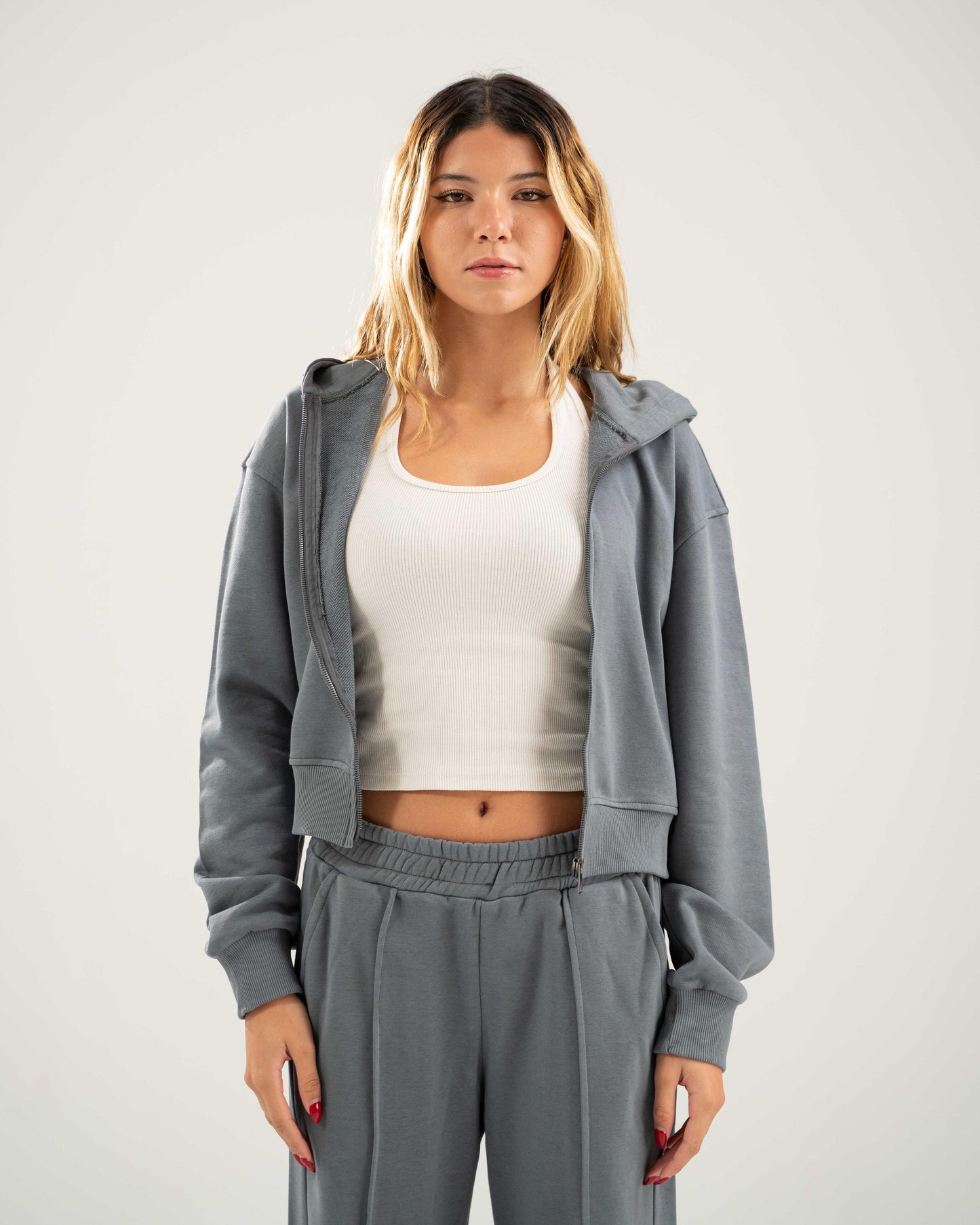 Cropped Oversized Jacket - Charcoal Grey